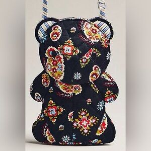 NWT Vera Bradley navy paisley Floral Bear-Shaped Bag purse